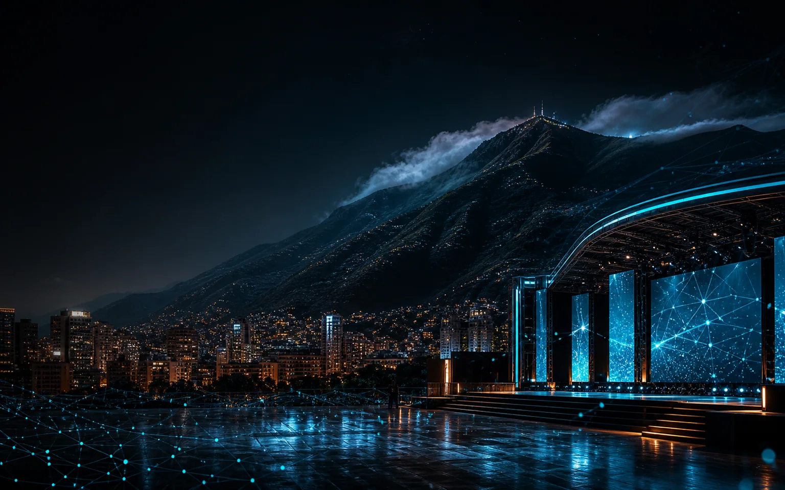 Paisaje tecnológico inspirado en Venezuela